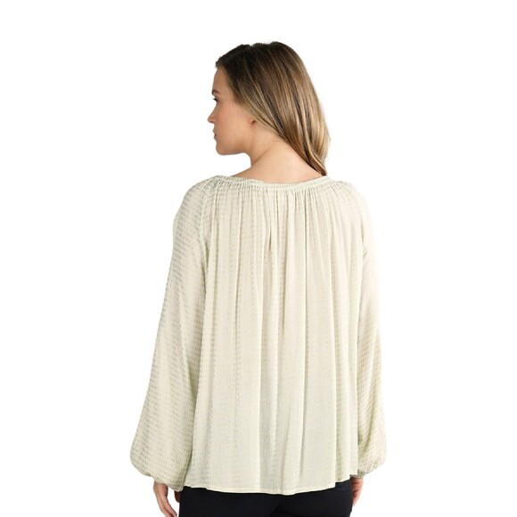 LOVESTITCH relaxed flowy blouse gold threading exaggerated sleeve size S/M - Picture 4 of 12